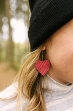 Honeycomb Red Happy Heart Dangles